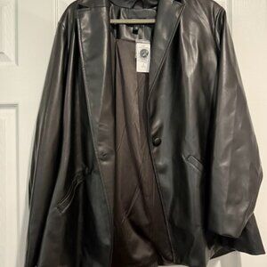 Torrid Black Faux Leather Blazer Size 1X Single Button Jacket